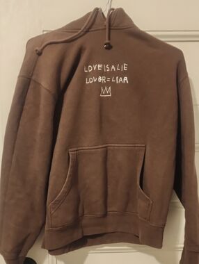 Urban Outfitters Brown Graphic Hoodie "LOVE IS A LIE"